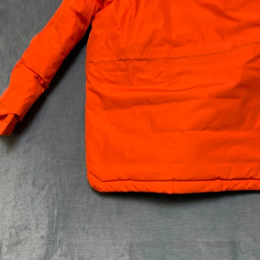 Lands' End Parka Jacket Kids L Orange Sherpa Lined Hooded Snap Full Zip Utility